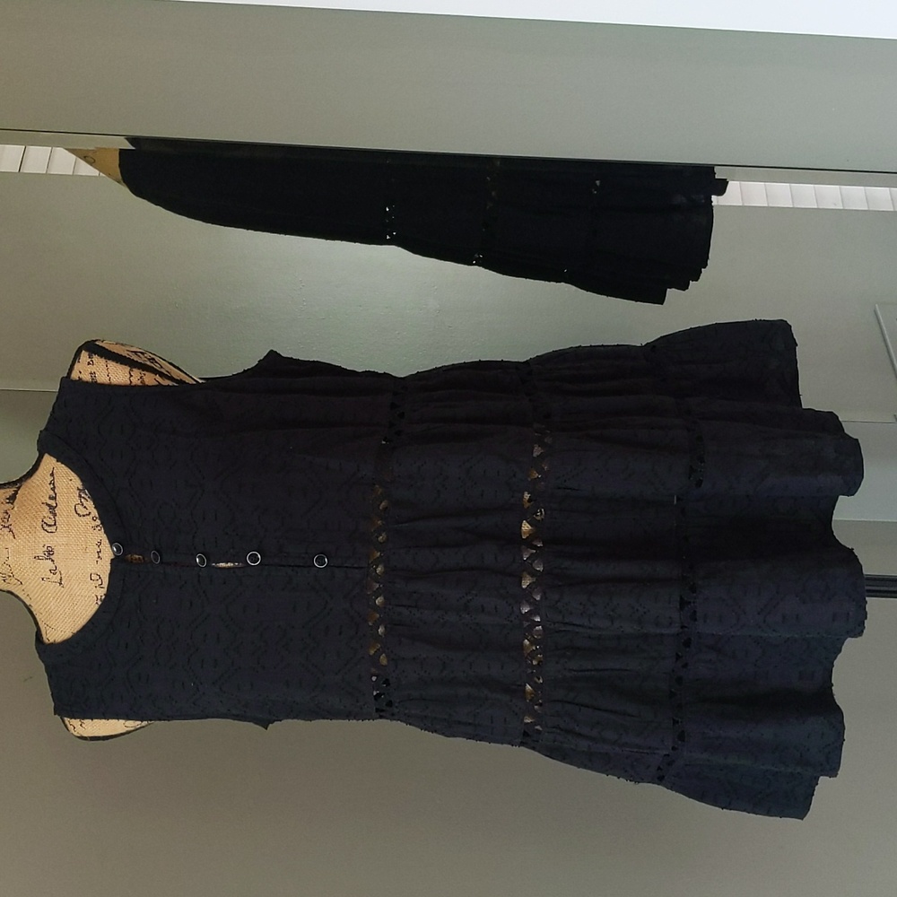 Anthropologie Ismene Tiered Sleeveless Textured Cotton Tunic Top